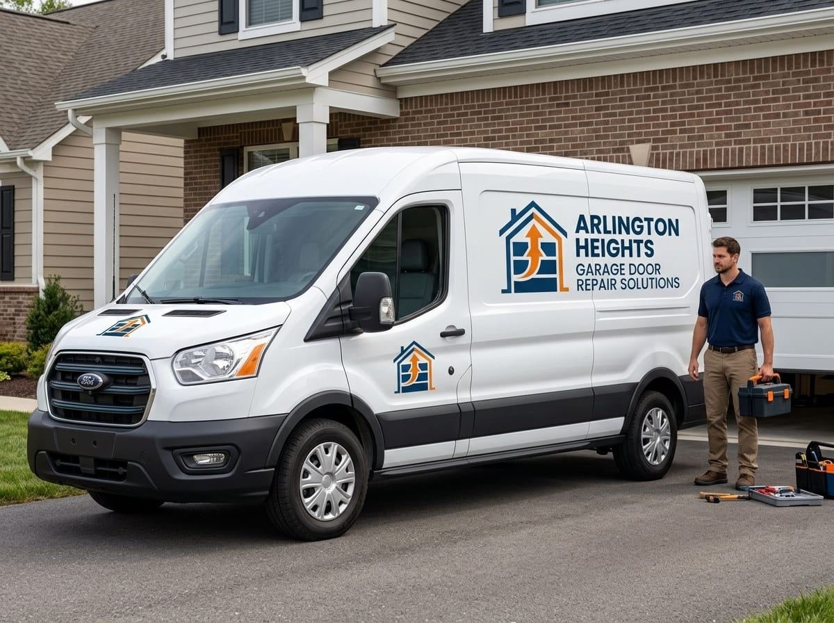 Arlington Heights Garage Door Repair Solutions van on an after-hours commercial call-out